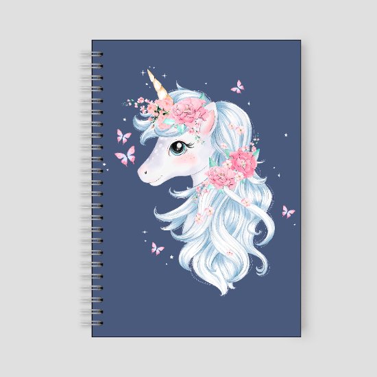 A diary with illustrations of a unicorn