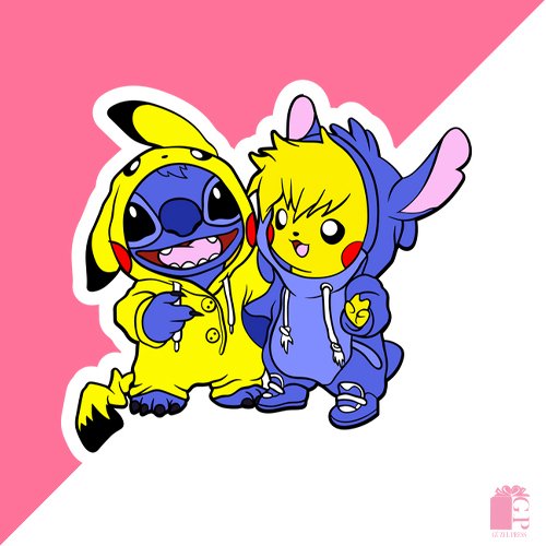 Stitch & Pikachu sticker