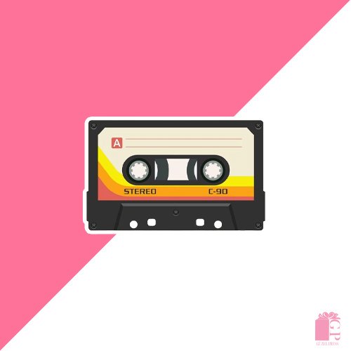 Classic-design audio cassette tape sticker0