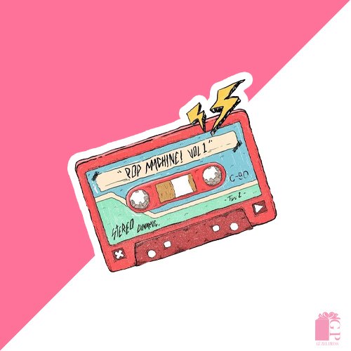 Classic-design audio cassette tape sticker1